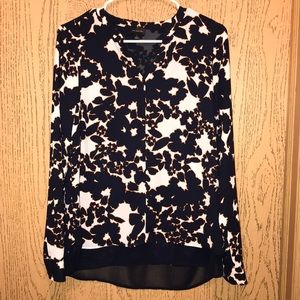 The Limited brand navy, cream and orange blouse